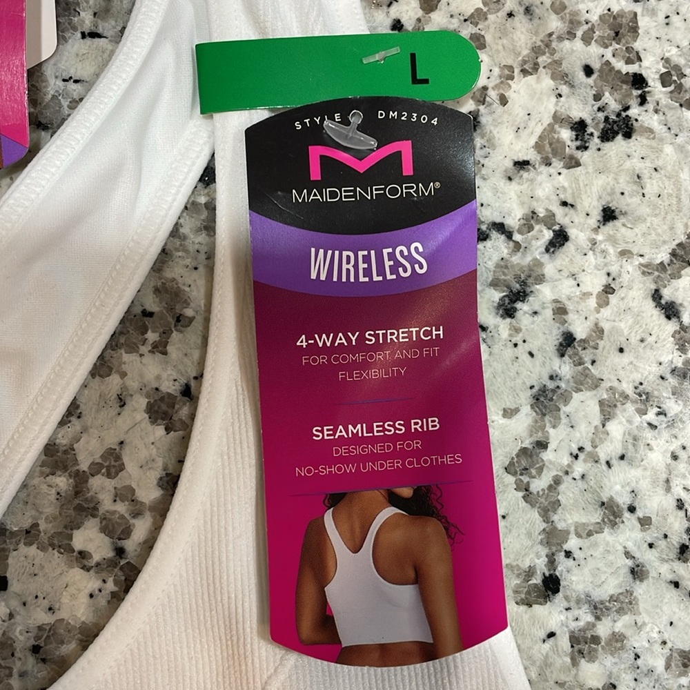 Maidenform L wireless feel good seamless white crop bra top bralette - Picture 3 of 12